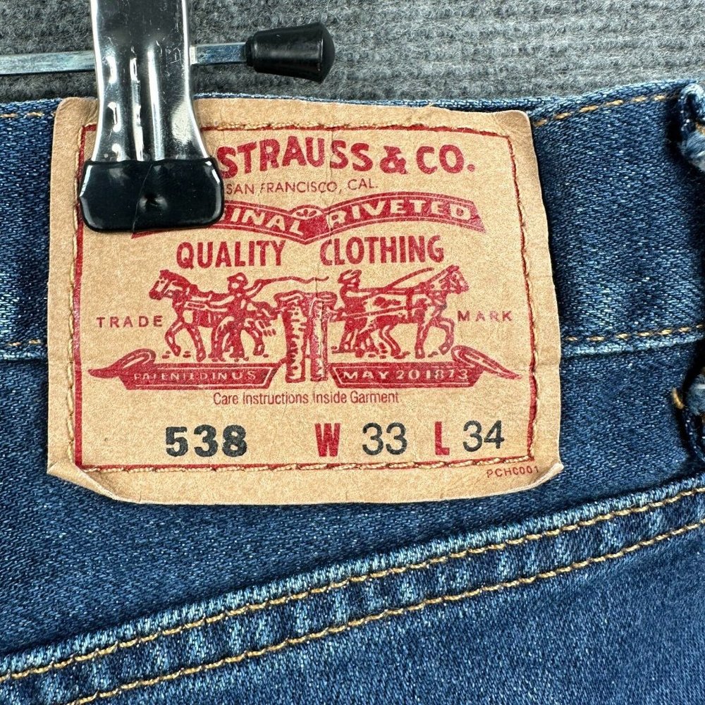 Levis 538 Jeans Mens 33 Blue Western Straight Workwear Outdoor Denim Comfort - Picture 8 of 12